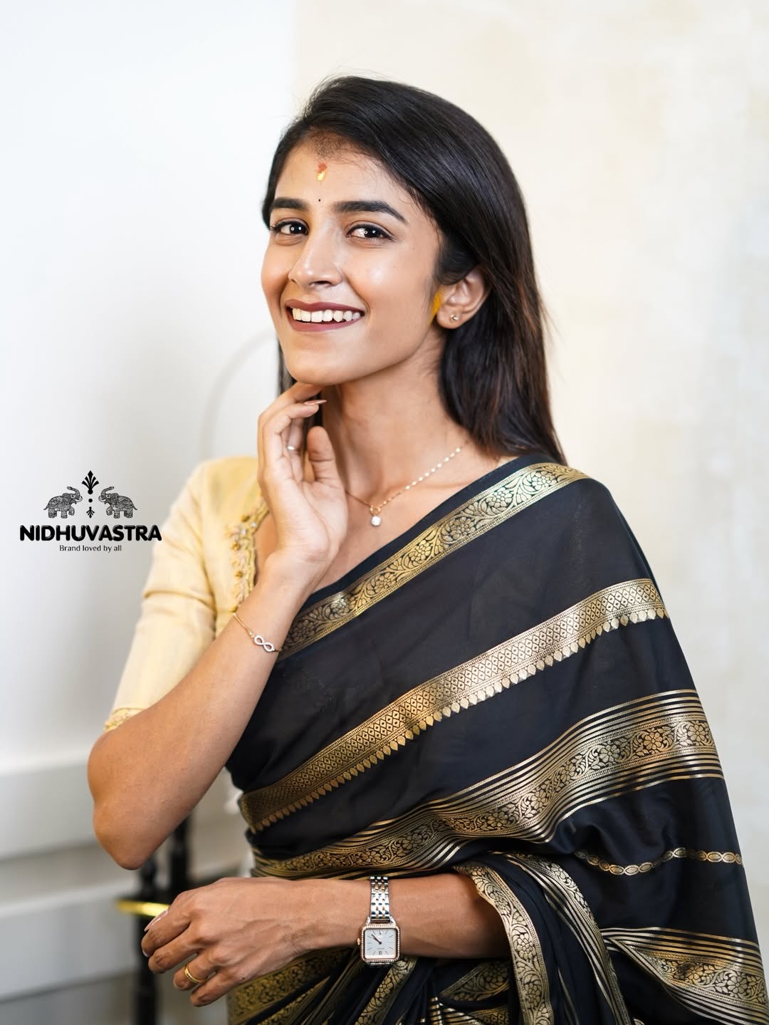 Black Block Lines Crepe Silk Saree (CODE-068)