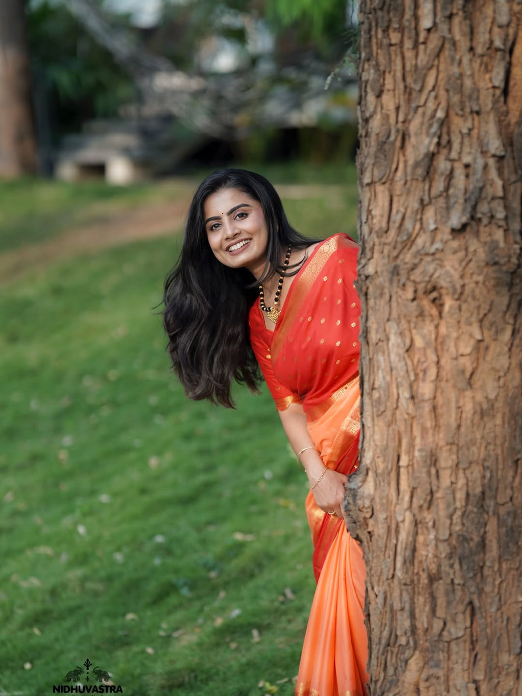 Red and Peach Semi Crepe Premium Silk Saree (CODE-066)