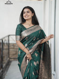 Forest Green Banarasi Silk Saree (CODE-069)