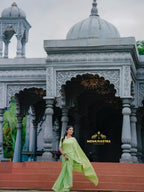 Semi Crepe Silk Saree (Pista Green) (CODE-017)