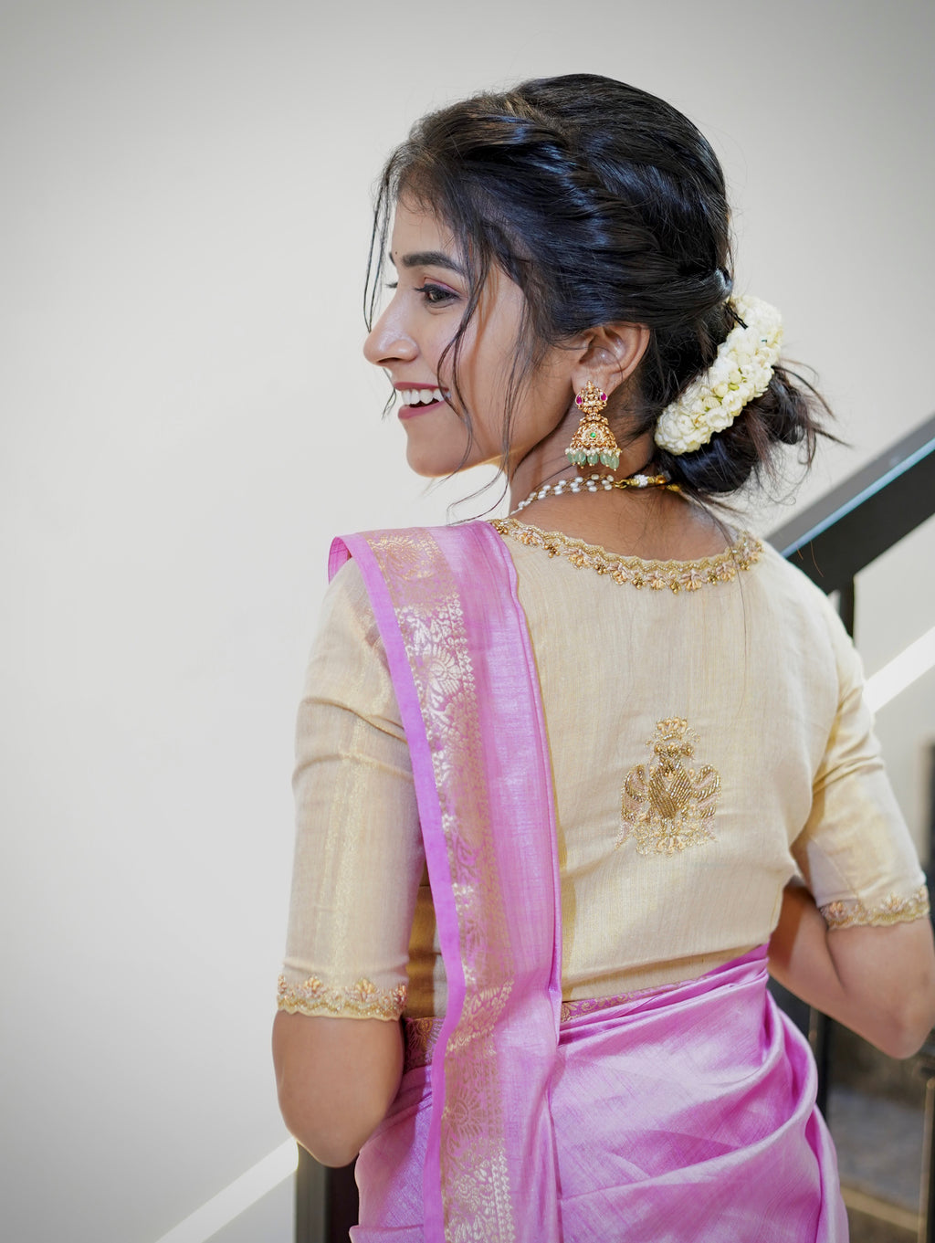 Tassar silk saree Colour-Baby Pink (CODE-045)