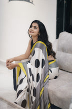 White fancy digital printed crepe silk saree (CODE-030)