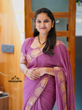 Onion Colour Self Semi Crepe Silk Saree (CODE-071)