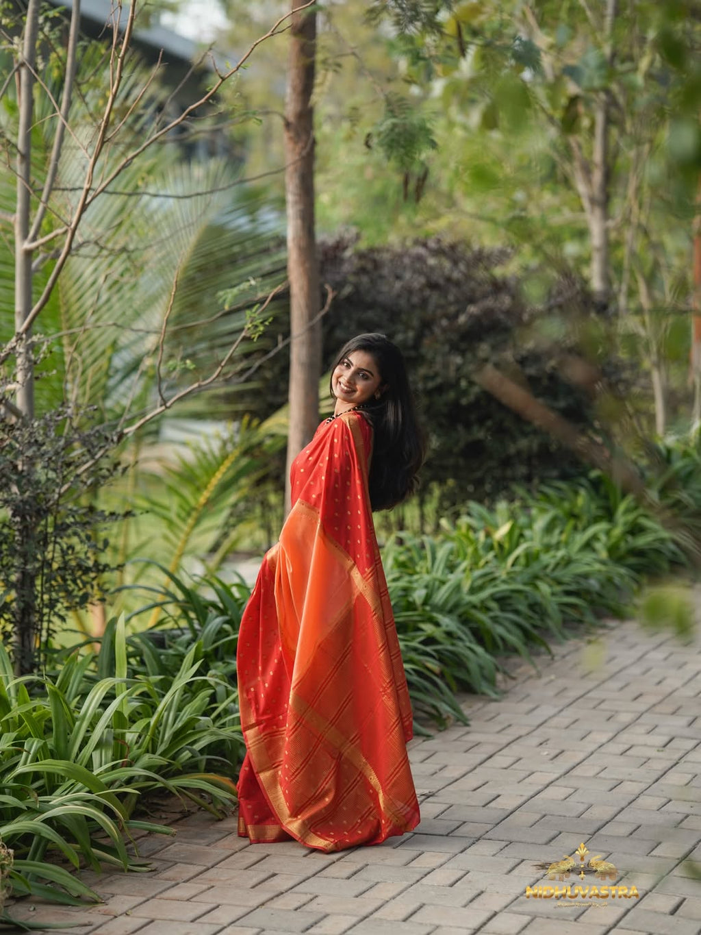 Red and Peach Semi Crepe Premium Silk Saree (CODE-066)