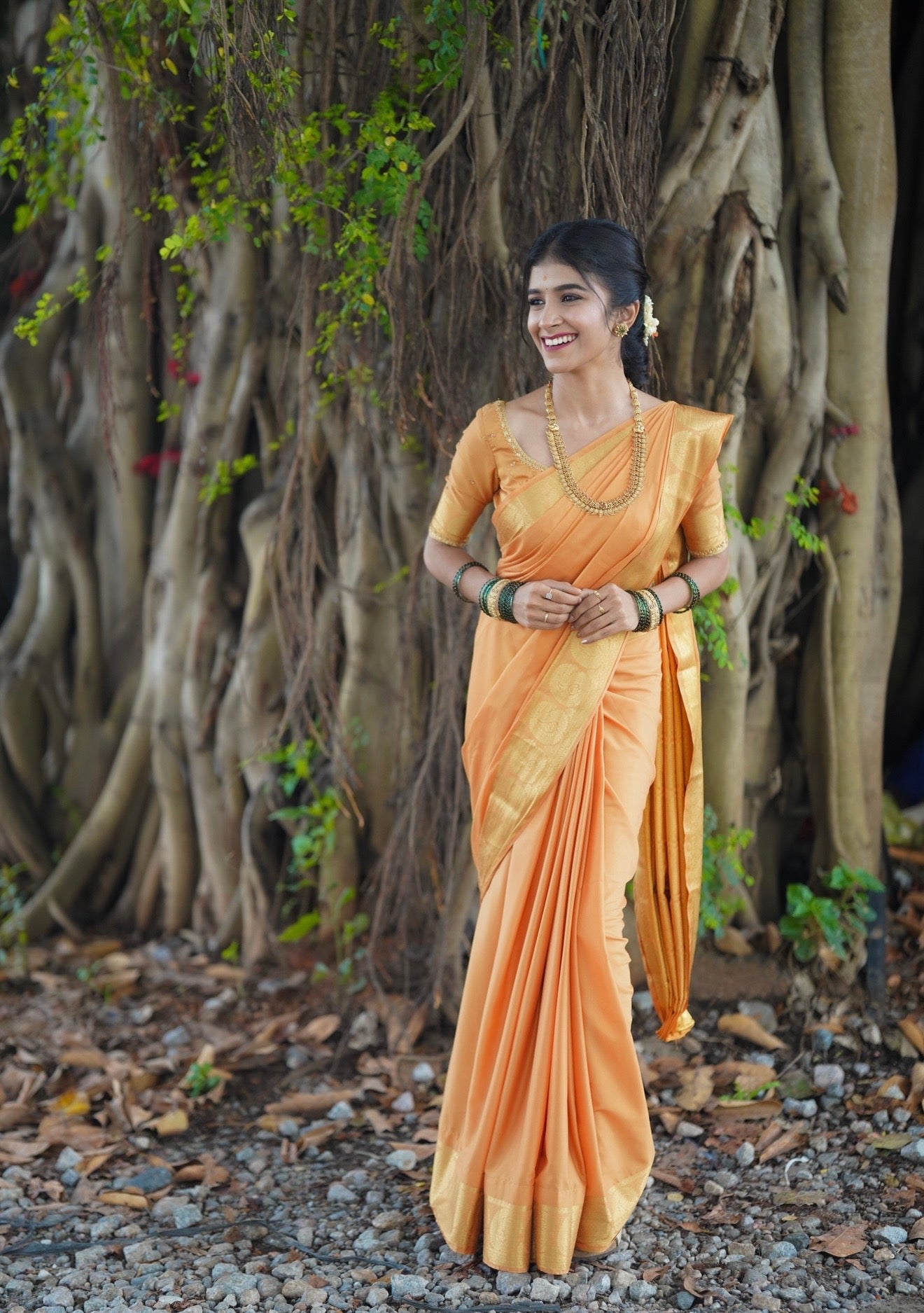 Mysore semi crêpe warm peach-orange (CODE-039)