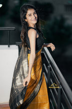 Mysore Semi Crepe (Mustard With Black Colour (CODE-029)