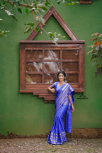 Royal Blue Mysore Semi Crepe Silk Saree (CODE-021)
