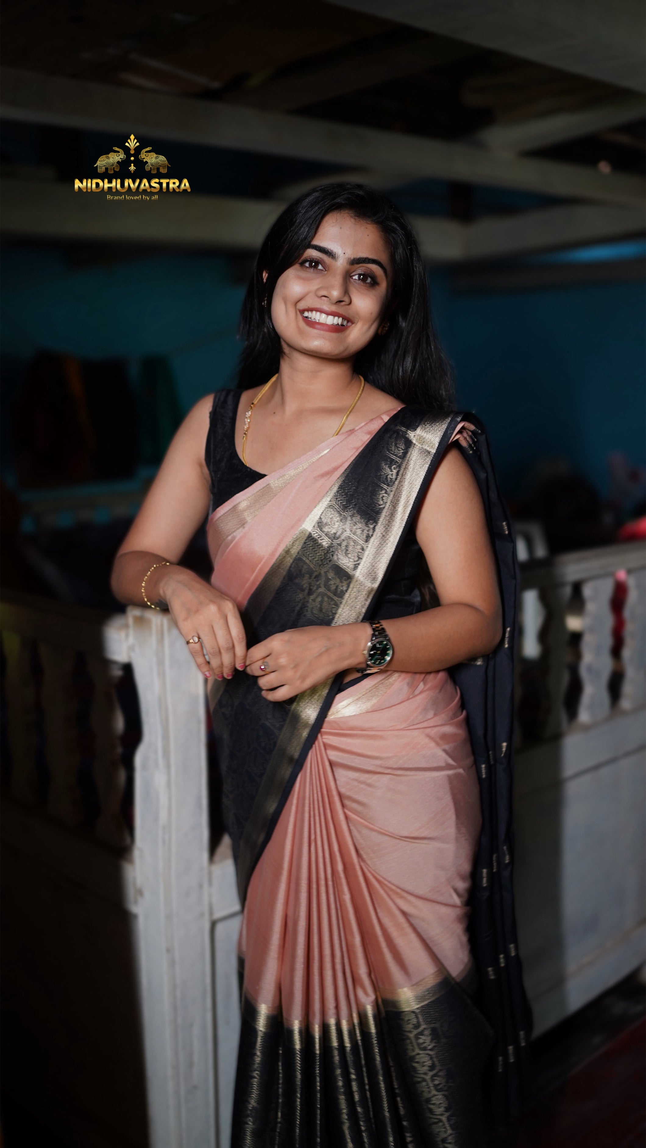 Premium quality 2D semi crepe silk saree(Black with cream Colour (CODE-025)