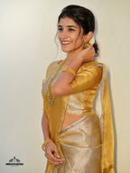 Silver with gold tissue silk saree (CODE-078)