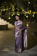Lavender Premium Banarasi Silk Saree (CODE-065)