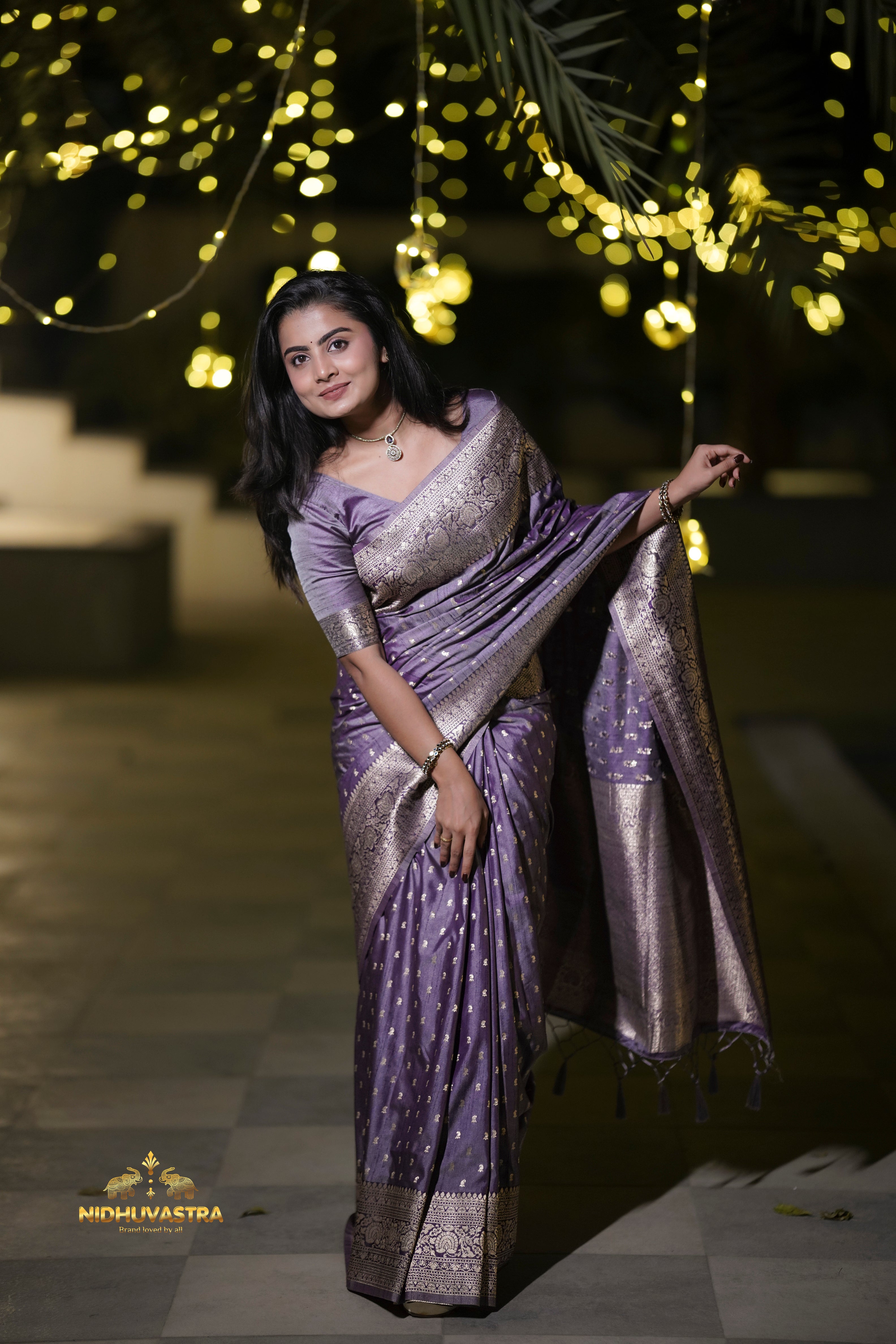Lavender Premium Banarasi Silk Saree (CODE-065)