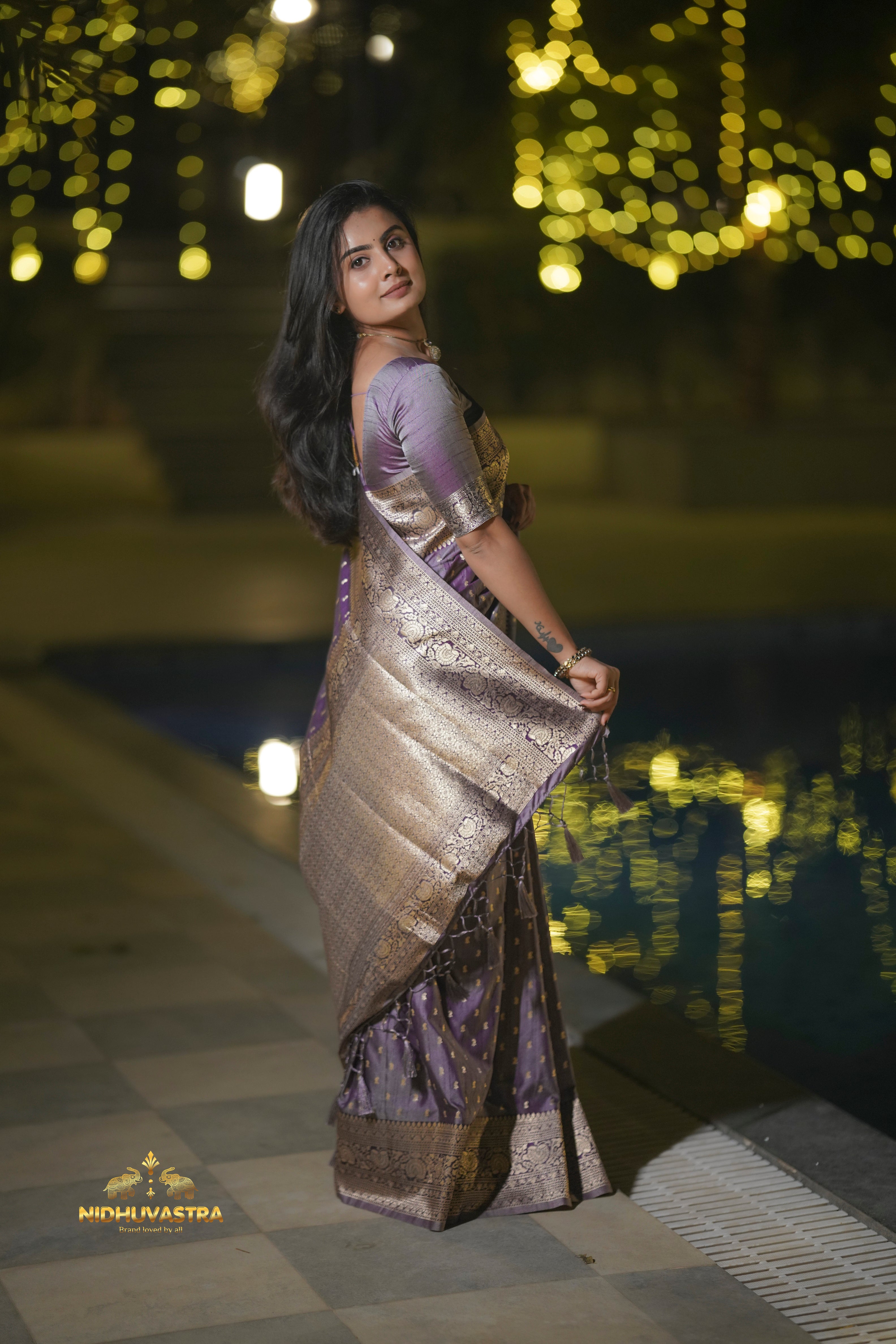 Lavender Premium Banarasi Silk Saree (CODE-065)