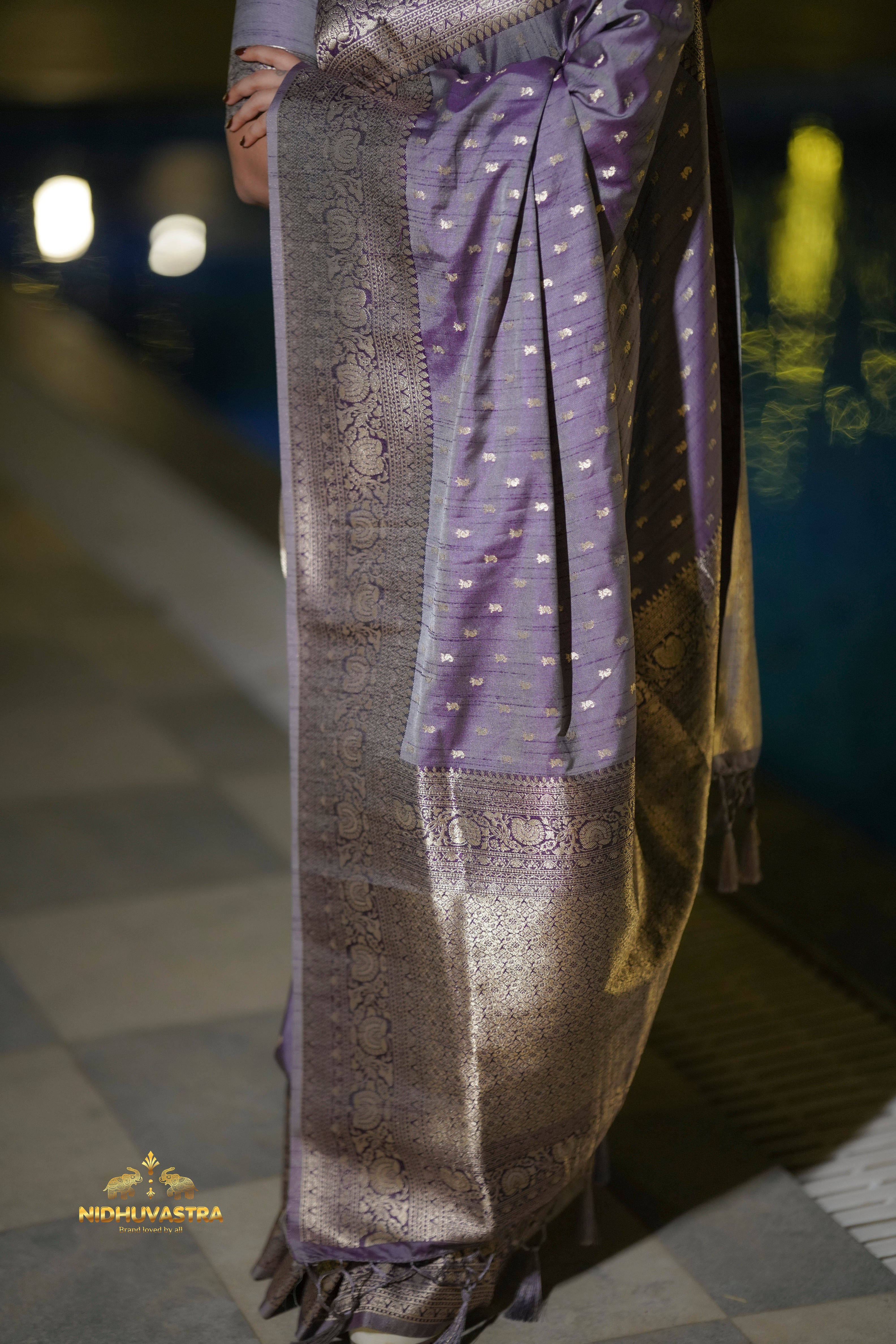 Lavender Premium Banarasi Silk Saree (CODE-065)